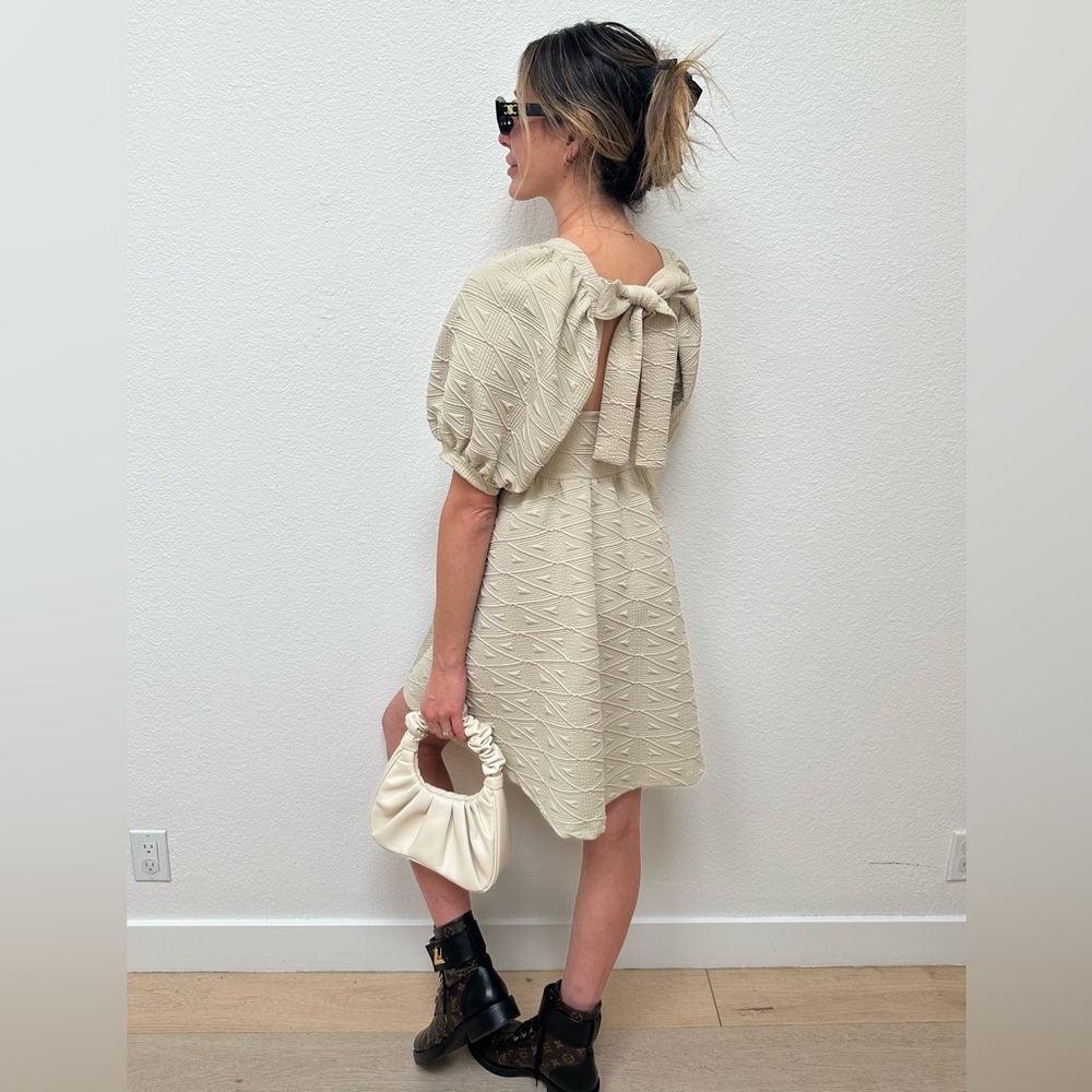 Free People Violet Textured Puff Sleeve Dress